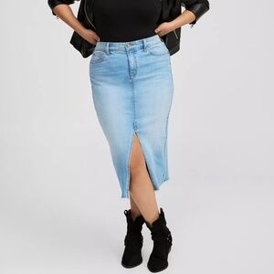 Torrid Slit Front Denim Midi Skirt NWT Size 16